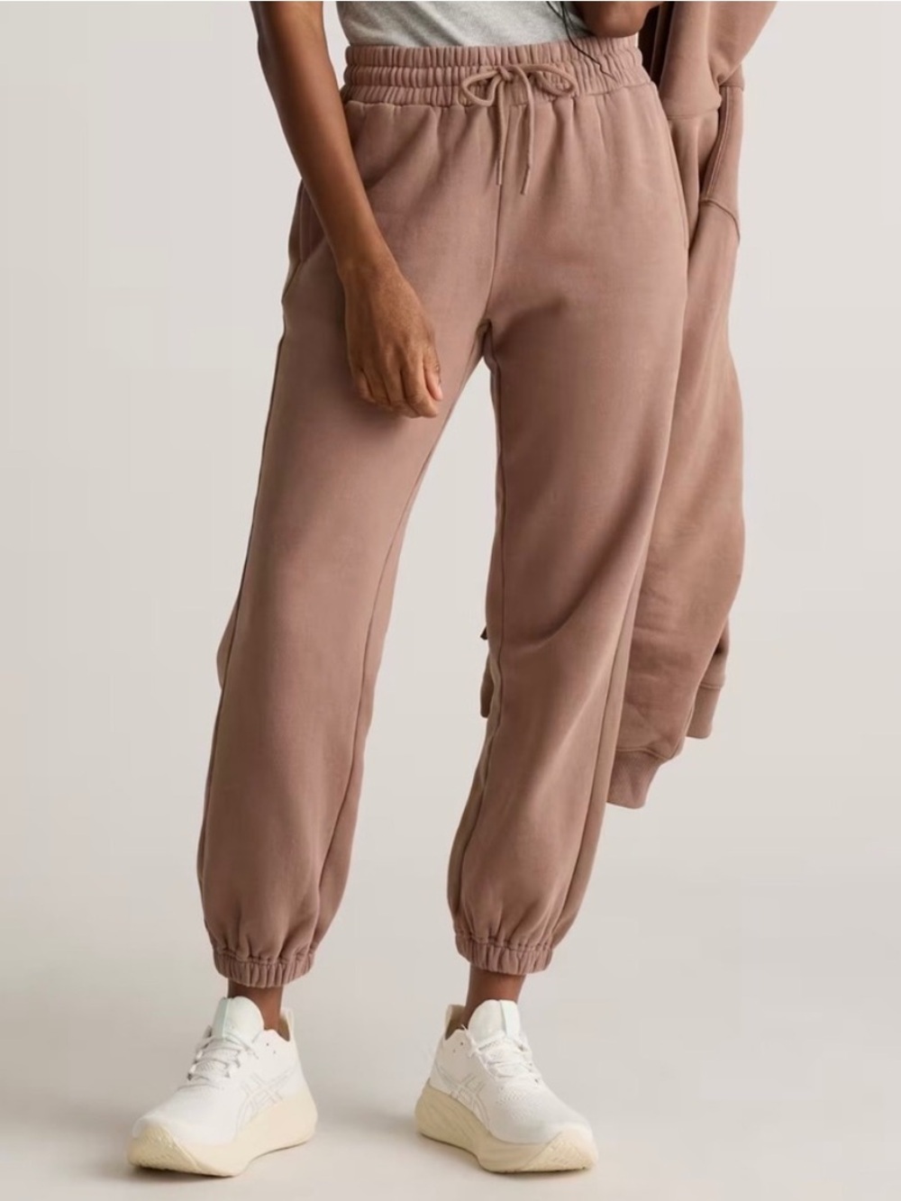 Quince Organic Heavyweight Fleece Boyfriend Sweatpants Brown Taupe Size Small